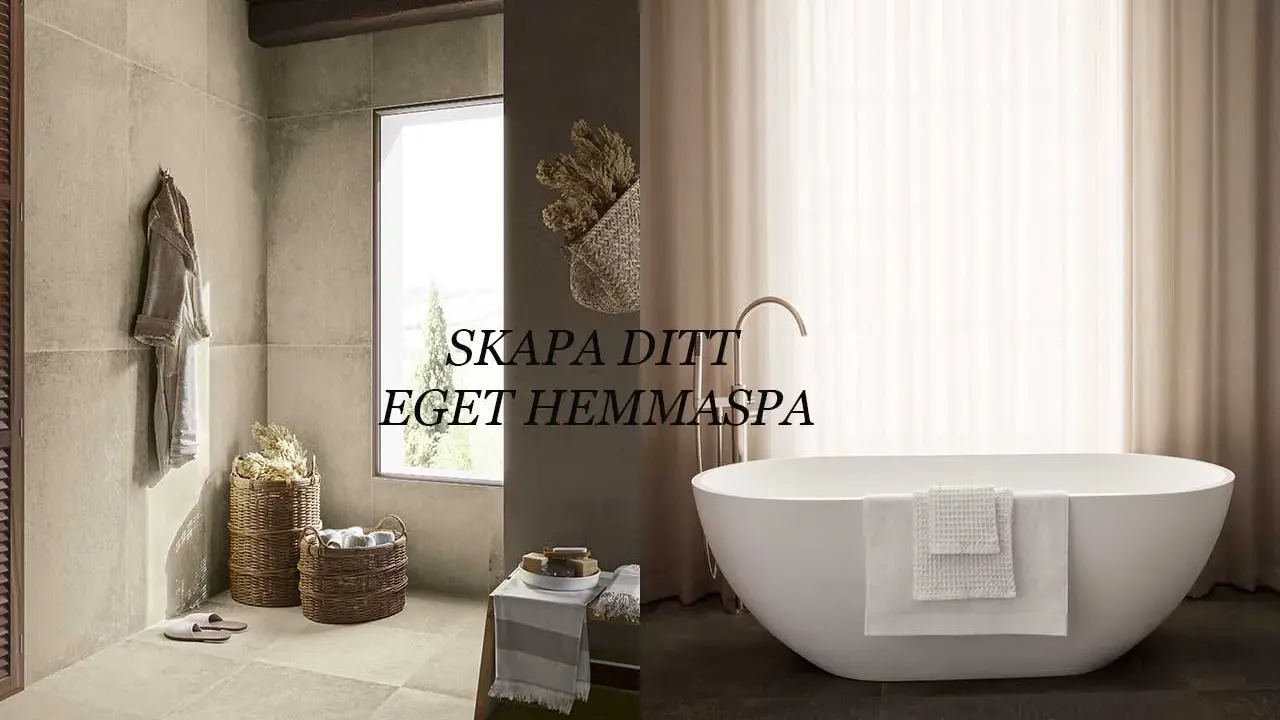 Ett lyxigt badrum med fristående badkar, badrock och korgar som skapar en härlig salong känsla.