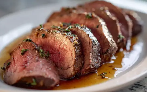 Skivat, saftigt entrecôte-recept med örter och en härlig sky. Perfekt för en fin middag.