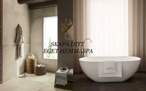 Ett lyxigt badrum med fristående badkar, badrock och korgar som skapar en härlig salong känsla.