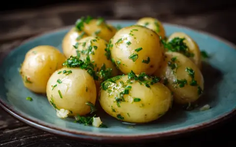 Små, kokta potatisar med färska örter, perfekta som potatis till grillat.