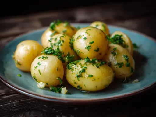 Små, kokta potatisar med färska örter, perfekta som potatis till grillat.