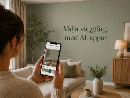 En person använder en app för att välja väggfärg i sitt hem, perfekt för din blogg inredning.