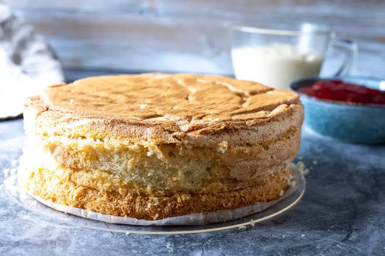 En fluffig tårtbotten, redo för fyllning. Perfekt för ditt tårtbotten recept med sylt och grädde.